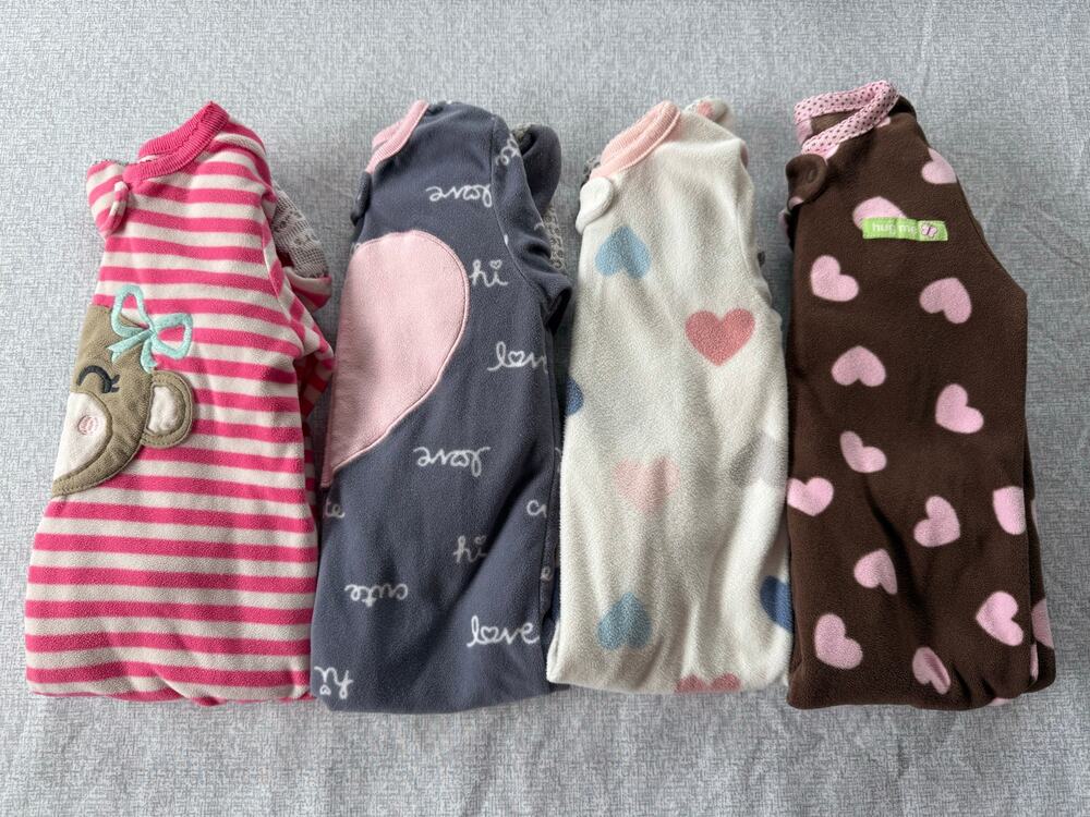 12 Month Footed Fleece Sleepers - Lot of 4